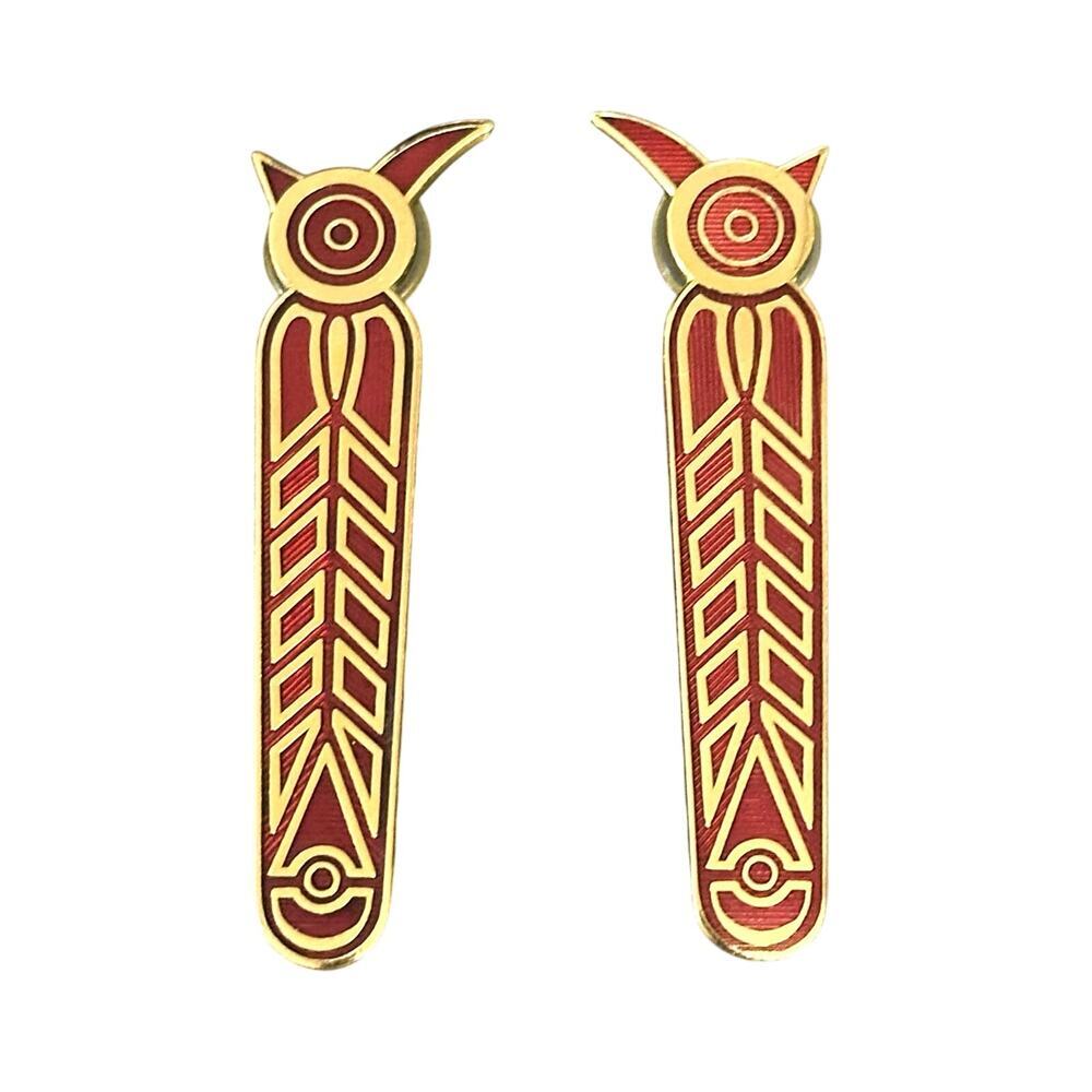 Vintage Sutton Hoo British Museum Gold Gilded Red Enamel Earrings Wendy Ramshaw